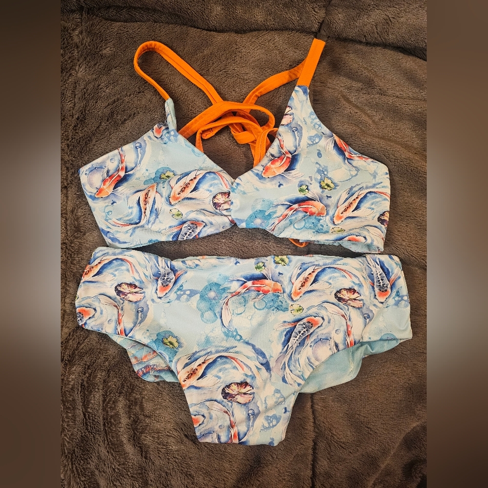 Sandpiper Swimwear Koi/Marble Reversible Bikini- Large